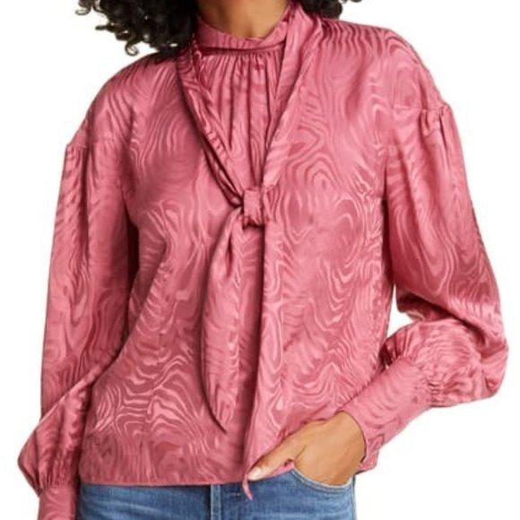 Rebecca Taylor Tops - Rebecca Taylor Tie Neck Long Sleeve Silk Blouse